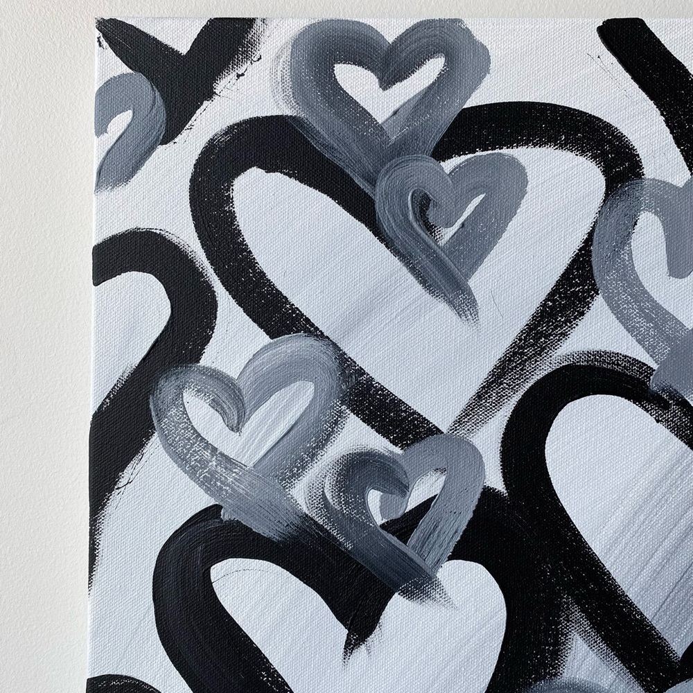 Large Original Canvas Gallery Abstract Painting 36”x24” Heart Ombré Art bedroom - Picture 12 of 13